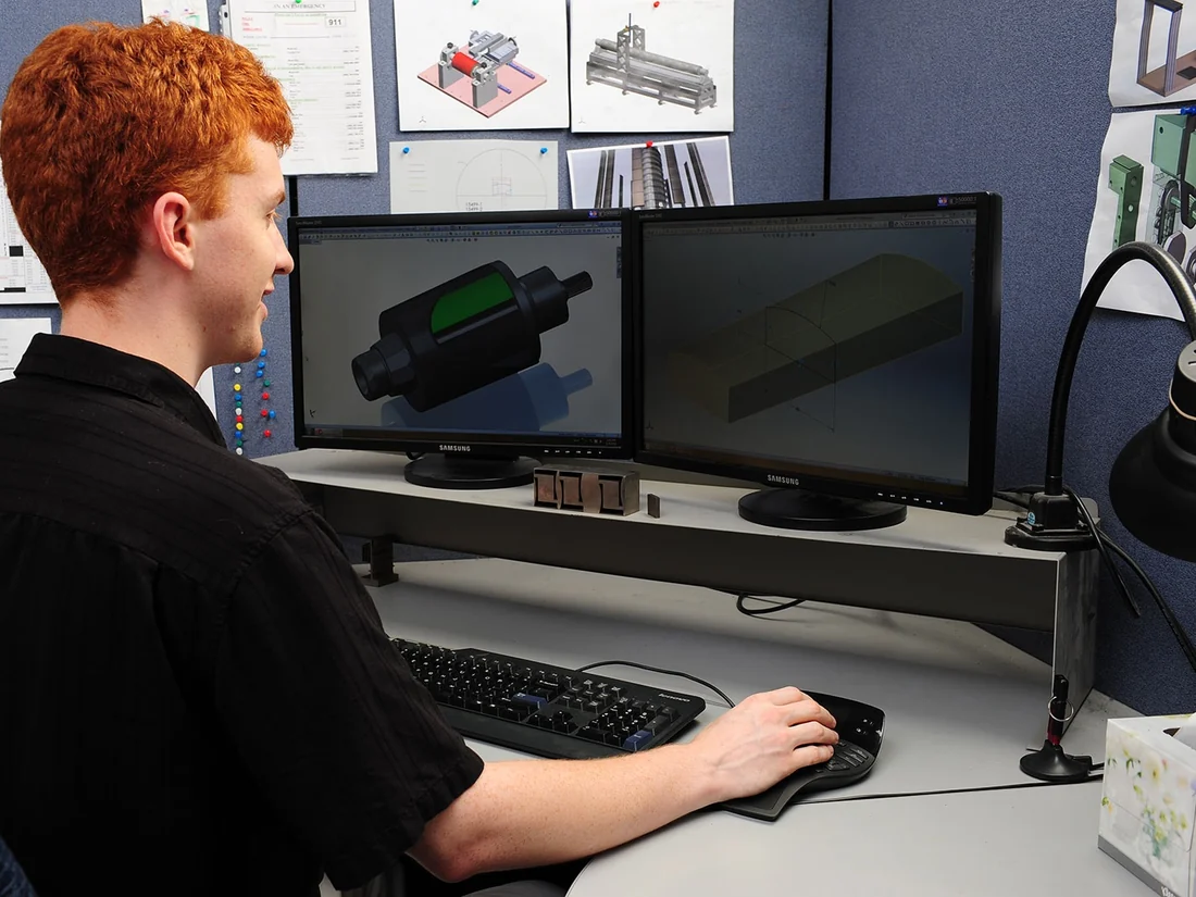 Engineer reviewing a custom magnetic assembly in 3D CAD before production